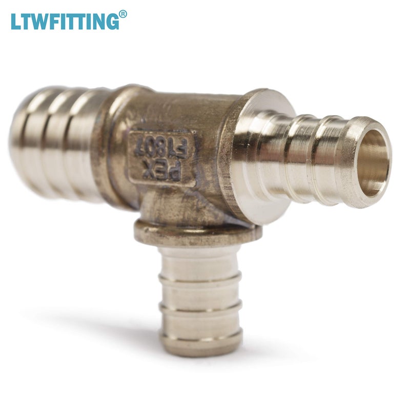 LTWFITTING No Lead Brass PEX Crimp Fitting 3/4-Inch x 1/2-Inch x 1/2-Inch PEX Tee (Pack of 5) - Image 3